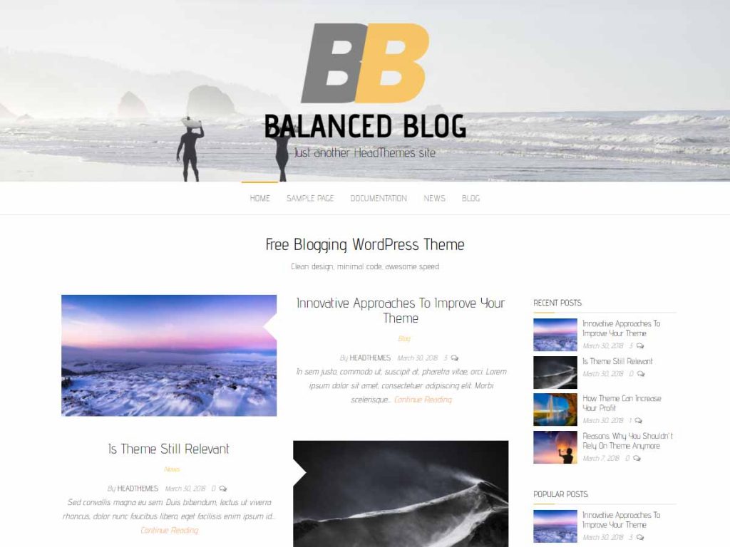 Balanced Blog WordPress Theme